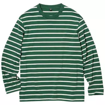 Лонгслив Uniqlo Striped, зеленый/белый