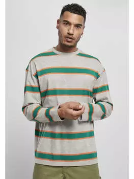Лонгслив Urban Classics, цвет grey/junglegreen