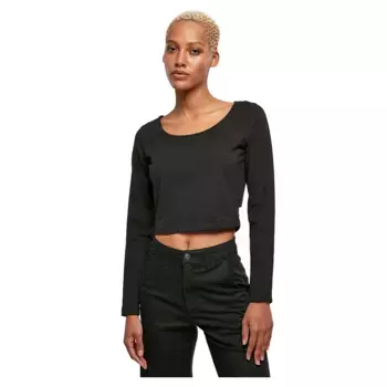 Лонгслив Urban Classics Organic Wide Neck Cropped, черный