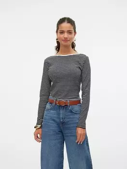 Лонгслив Vero Moda, белый/черный