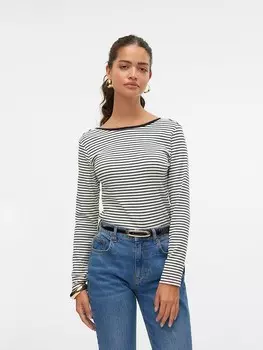Лонгслив Vero Moda, белый/черный