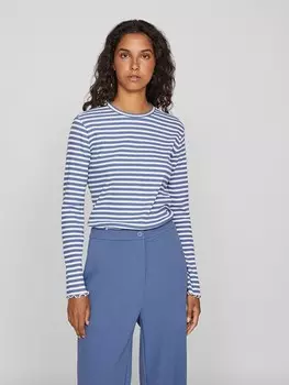 Лонгслив Vila Thessa, цвет blau/wei