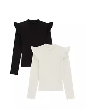 Лонгслив WE Fashion Shirt, черный/белый