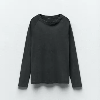 Лонгслив Zara Faded Cotton, черный