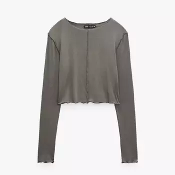 Лонгслив Zara Viscose, хаки
