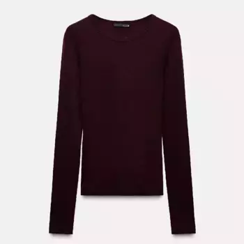 Лонгслив Zara Wool Blend, темно-бордовый