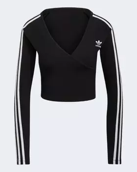 Лонгслив женский Adidas с V-бразным вырезом, черный