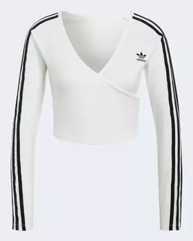 Лонгслив женский Adidas с V-бразным вырезом, белый