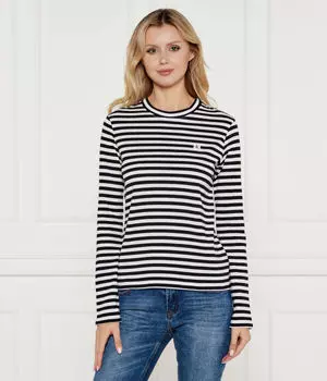 Лонгслив женский Calvin Klein Jeans в полоску, черно-белый