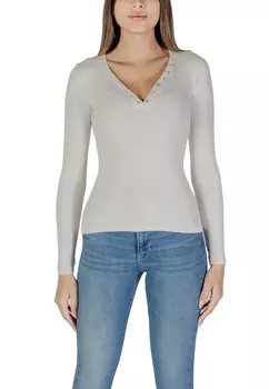 Лонгслив женский GUESS с V-образным вырезом, бежевый