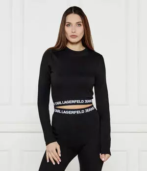 Лонгслив женский Karl Lagerfeld Jeans укороченный спортивный, черный