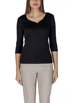 Лонгслив женский Street One с рукавом 3/4 и вырезом, черный