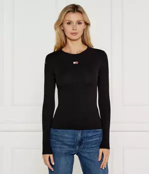 Лонгслив женский Tommy Jeans с длинными рукавами, черный