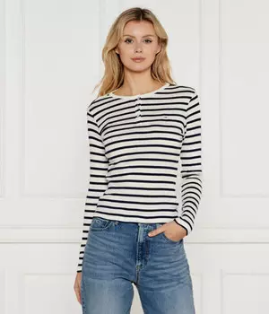 Лонгслив женский Tommy Jeans в полоску, черный/белый