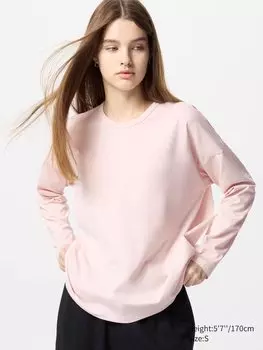 Лонгслив женскийUniqlo, цвет 10 розовый