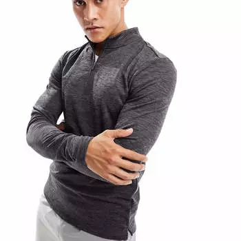 Лонгстив Asos 4505 Thermal 1/4 Zip, темно-серый