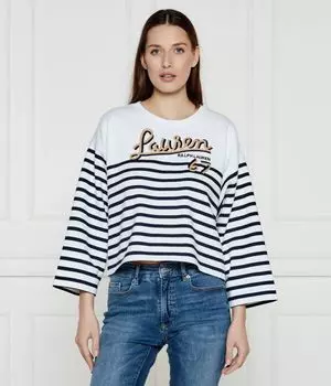 Лонсглив женский Lauren Ralph Lauren свободного кроя в полоску, белый