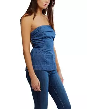 Лора Деним Топ-труба Free People, синий