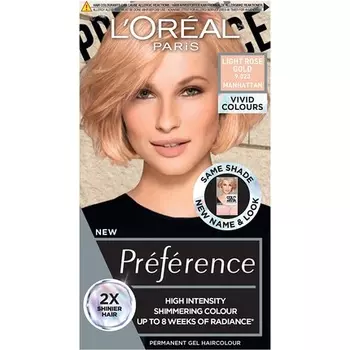 Loreal Paris Preference Vivids Перманентная гелевая краска для волос, Светло-розовое золото 9.23, L'Oreal