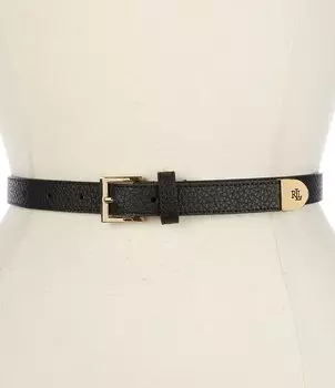 Лорен Ральф Лорен 0,75Узкий ремень из шагреневой кожи Lauren Ralph Lauren, черный