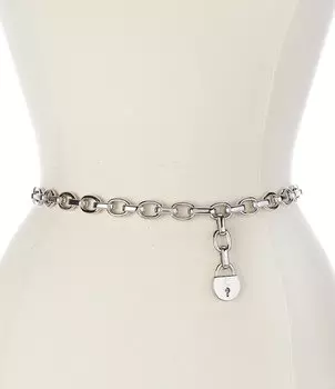 Лорен Ральф Лорен .15 Серебристый ремень-цепочка с замком и подвеской Lauren Ralph Lauren, серебро