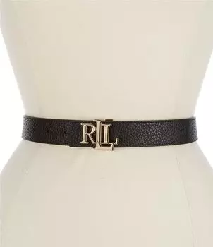 Лорен Ральф Лорен 1 Двусторонний ремень из шагреневой кожи с логотипом Lauren Ralph Lauren, черный