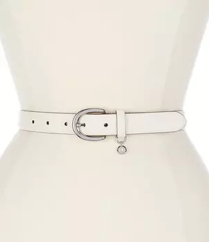 Лорен Ральф Лорен 1 Кожаный ремень с подвеской и штриховкой Lauren Ralph Lauren, белый