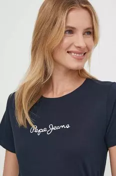 LORETTE хлопковая футболка Pepe Jeans, темно-синий