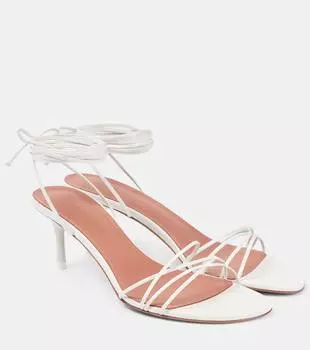 Лори 60 кожаные сандалии Amina Muaddi, White + Matte White Heel