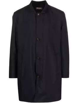Loro Piana кожаное пальто на пуговицах, синий
