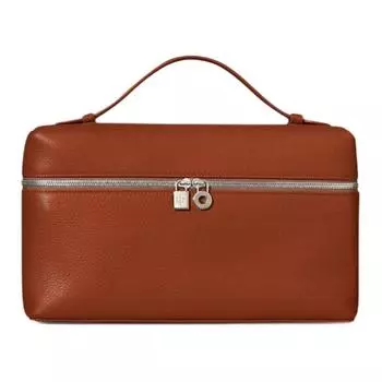 Loro Piana Маленькая квадратная косметичка ExtraPocket из кожи, сумка через плечо, обычные женская, коричневого цвета