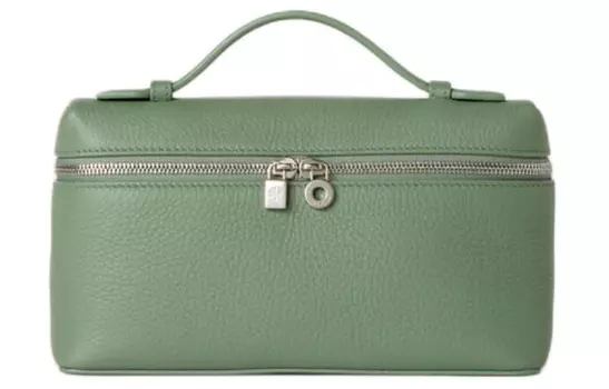Loro Piana Маленькая квадратная кожаная косметичка ExtraPocket, сумка через плечо, обычные женская, зеленые