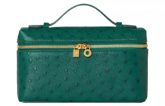 Loro Piana Сумка-коробка ExtraPocket из страусиной кожи, сумка-мессенджер, сумка на плечо, сумка через плечо, обычная женская, зеленая