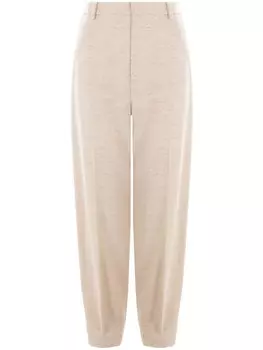 Loro Piana твидовые брюки прямого кроя, нейтральный цвет