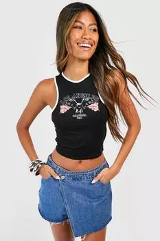 Лос-анджелес, сша, укороченная майка ringer Boohoo, черный