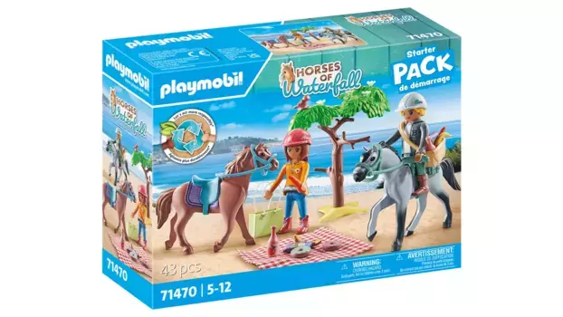 Лошади водопада поездка на лошадях на пляж с амелией и беном Playmobil