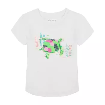 Лоскутная футболка Nautica Little Girls с черепахой (4-6X), цвет Tin Grey