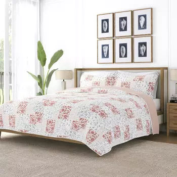 Лоскутное румяное двустороннее одеяло с узором, комплект ультрамягких постельных принадлежностей из микрофибры ienjoy Home, цвет Blush