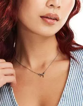 Lost Souls - Серебряное колье из нержавеющей стали с подвеской в форме банта