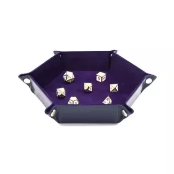 Лоток для игральных костей из кожзаменителя и бархата — шестигранный, темно-синий с фиолетовым, Dice - Boxes, Trays, and Accessories (Foam Brain Games)