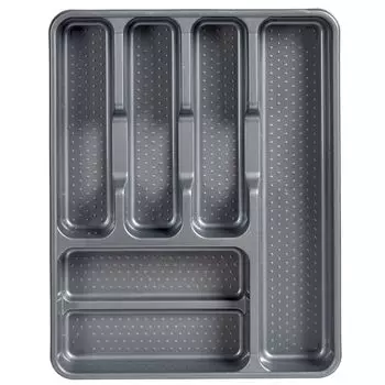 Лоток для столовых приборов металлопластиковый (30 х 4,5 х 38 см) BigBuy Home, серый