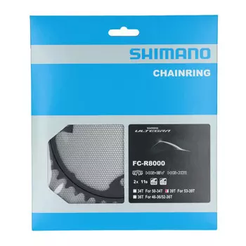 Лоток Shimano ultegra fc-r8000 39T 110 bcd 2x11v алюминий, черный / угольно-серый / угольно-серый