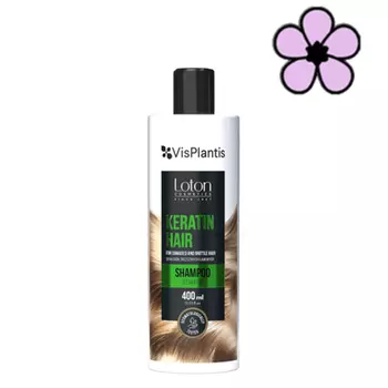 Loton Кератиновый укрепляющий шампунь для поврежденных и ломких волос 400мл, Vis Plantis