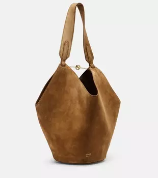 Лотос маленькая замшевая сумка-тоут Khaite, Mud