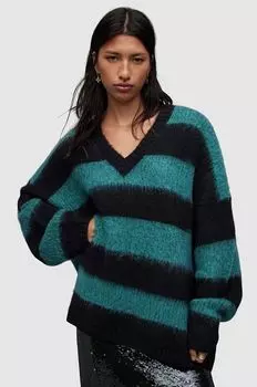 LOU SPARKLE VNECK свитер из смесовой шерсти AllSaints, черный