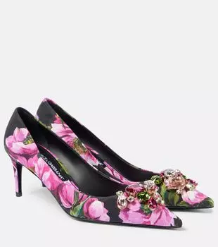 Лоуферы Lollo с цветочным декором Dolce&Gabbana, Peonie Fuxia F.Nero