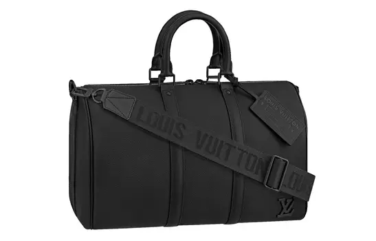 LOUIS VUITTON Дорожная сумка Keepall Aerogram из коровьей кожи, через плечо, мужская, черная