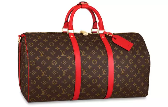 LOUIS VUITTON Дорожная сумка Keepall Canvas с отделкой из эпидермиса и кожи, коричневая, унисекс
