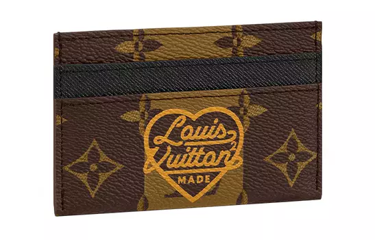 LOUIS VUITTON Двойной держатель для карт X Nigo с монограммой и полосками коричневого цвета