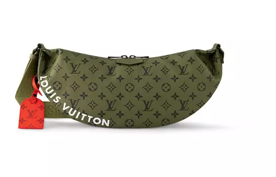 LOUIS VUITTON Холщовая сумка, сумка через плечо, сумка через плечо, обычная мужская, цвет хаки-зеленый/ярко-красный